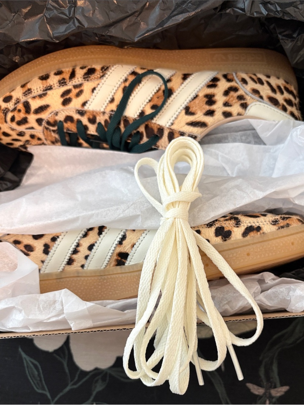 adidas Leopard Print Campus Sneakers in Tan, Black & White - Picture 13 of 13